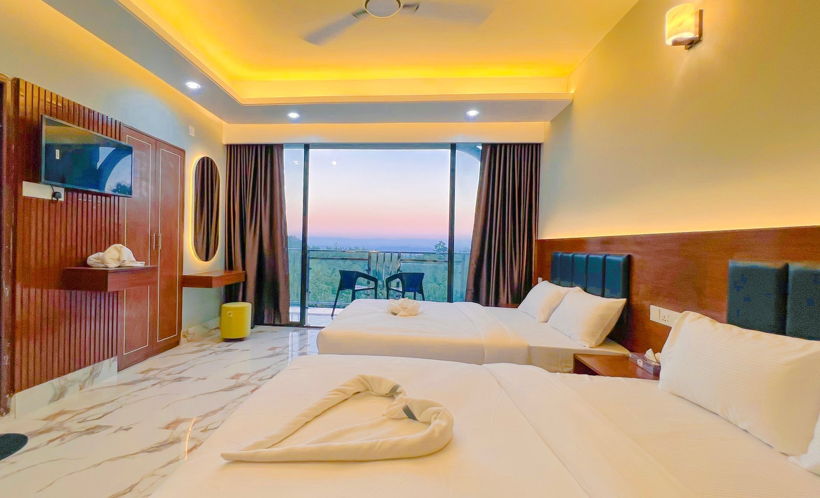 Family room with sunset view